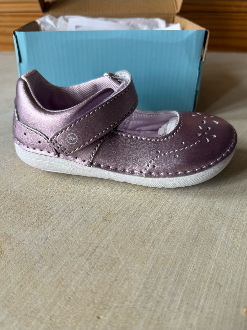 Stride Rite Baby Girls' Metallic Lilac Mary Jane Shoes